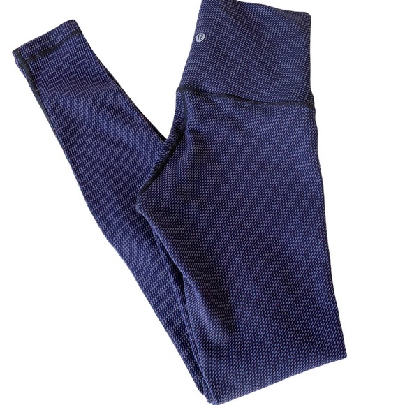 Lululemon Wunder Under Luon Hi-Rise Pant in Teeny Check Black Cerulean B… - Picture 2 of 7